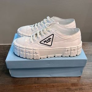 Prada White Chunky Wheel Low Sneakers Women's 8.5